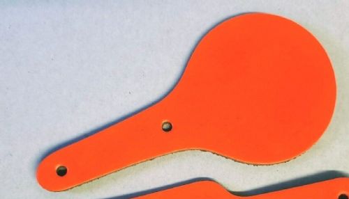 Leather Key Fob Blanks - Round Shape - Various Colours - Qty Options (Fluorescent Orange, 25)